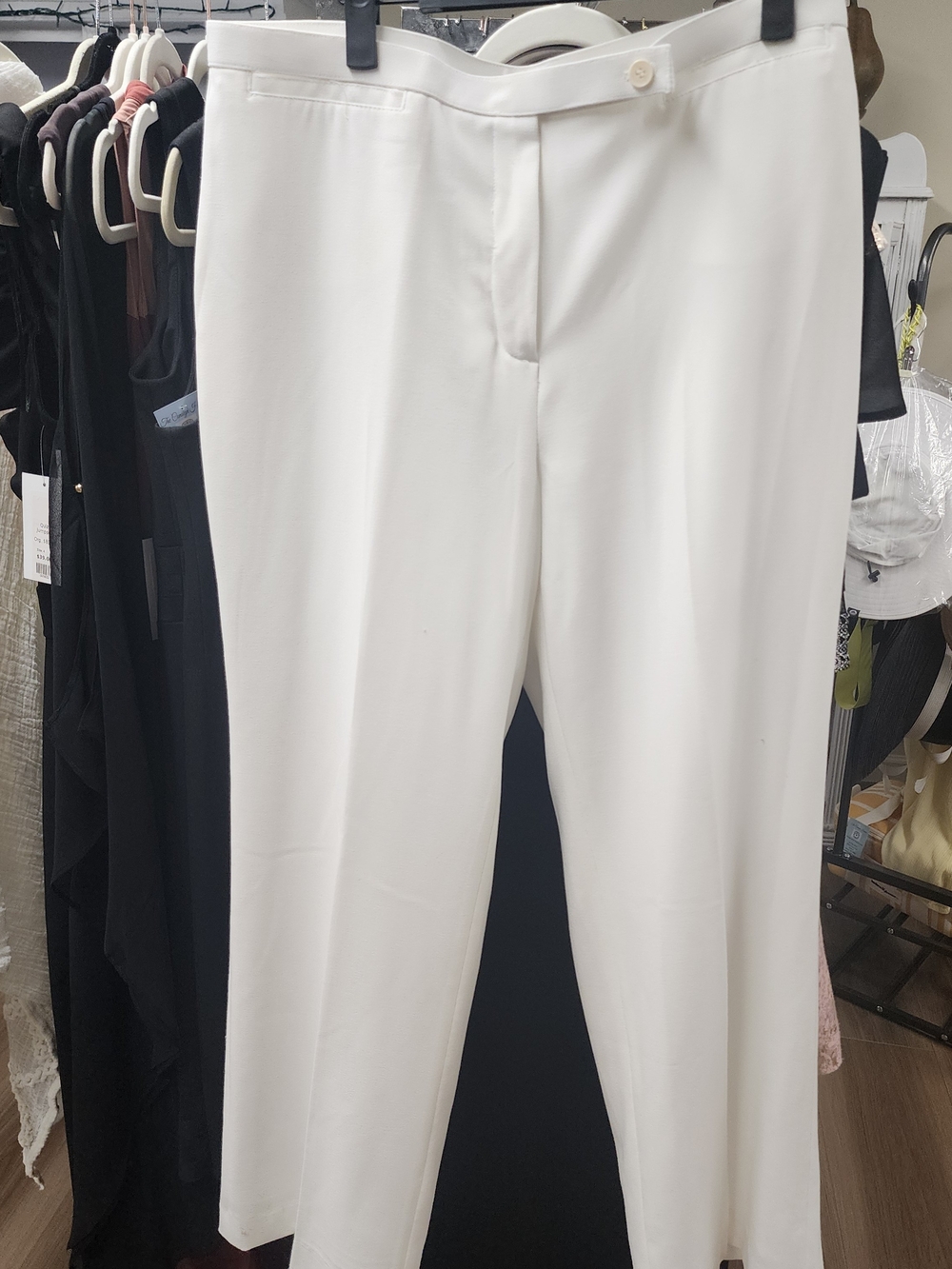 Focus 2000 White Straight-Leg Dress Trousers